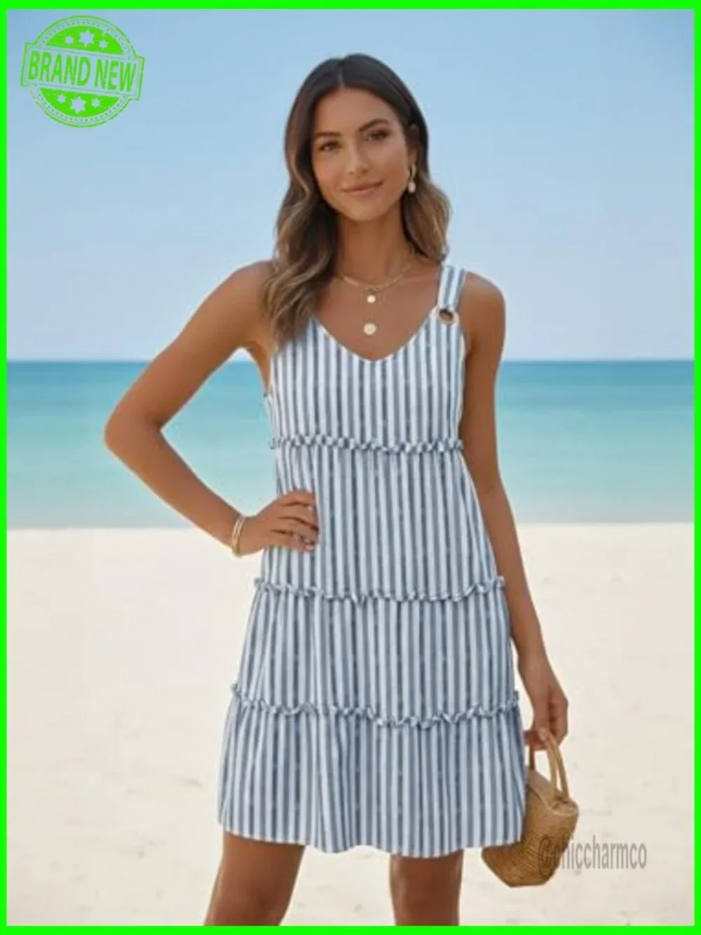 Boho Floral Beach Dress Swimsuit Cover Up V-Neck Sleeveless Summer Dress